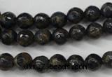 CGO171 15.5 inches 6mm faceted round gold blue color stone beads