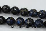 CGO174 15.5 inches 12mm faceted round gold blue color stone beads