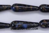 CGO188 15.5 inches 8*20mm teardrop gold blue color stone beads