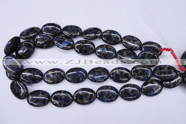 CGO207 15.5 inches 12*16mm oval gold blue color stone beads