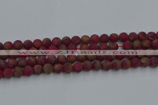 CGO253 15.5 inches 10mm round matte gold multi-color stone beads