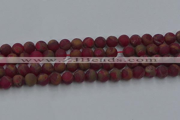 CGO254 15.5 inches 12mm round matte gold multi-color stone beads