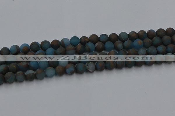 CGO258 15.5 inches 10mm round matte gold multi-color stone beads