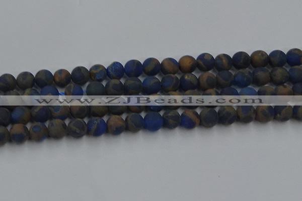 CGO263 15.5 inches 10mm round matte gold multi-color stone beads