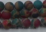 CGO266 15.5 inches 6mm round matte gold multi-color stone beads