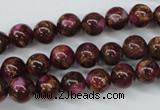 CGO53 15.5 inches 8mm round gold red color stone beads