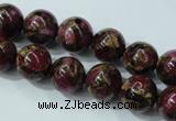 CGO54 15.5 inches 10mm round gold red color stone beads