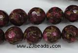 CGO66 15.5 inches 14mm faceted round gold red color stone beads