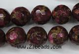 CGO67 15.5 inches 16mm faceted round gold red color stone beads