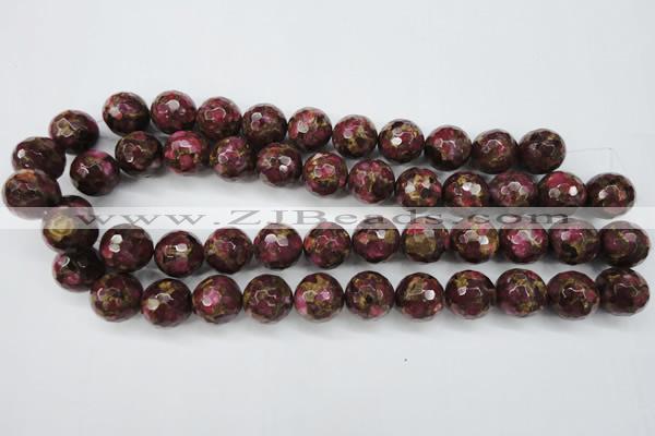 CGO68 15.5 inches 18mm faceted round gold red color stone beads