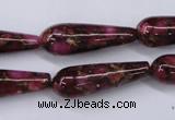 CGO79 15.5 inches 10*30mm teardrop gold red color stone beads