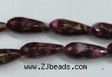 CGO82 15.5 inches 8*20mm faceted teardrop gold red color stone beads