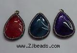 CGP1547 40*60mm flat teardrop agate pendants wholesale