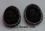 CGP1571 40*50mm carved black obsidian pendants wholesale