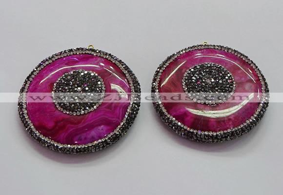 CGP1590 55mm coin crazy lace agate pendants wholesale