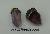 CGP212 15*30mm - 20*35mm bullet amethyst gemstone pendants