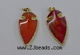 CGP3004 22*45mm arrowhead agate gemstone pendants wholesale