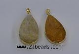 CGP3016 28*50mm flat teardrop fossil coral pendants wholesale