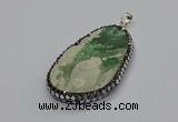 CGP3025 35*50mm - 40*65mm freeform green apple jasper pendants