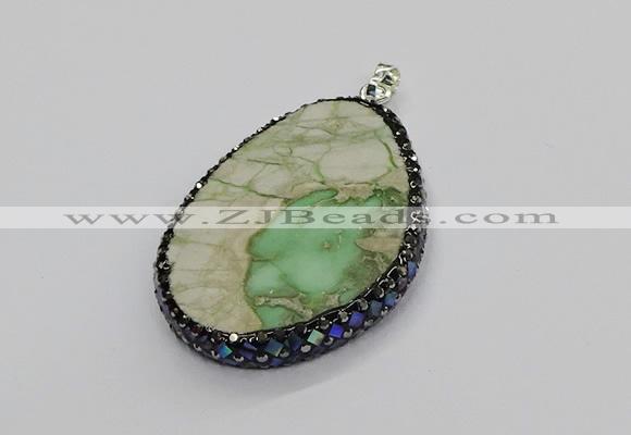 CGP3027 35*50mm - 40*65mm freeform green apple jasper pendants