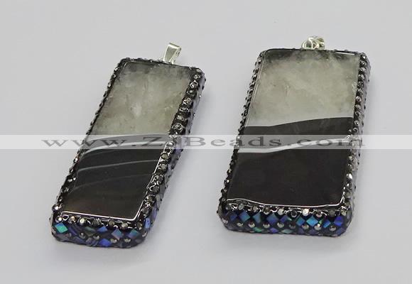 CGP3057 20*60mm - 30*65mm rectangle druzy agate pendants