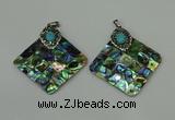 CGP306 35*35mm diamond abalone shell pendants wholesale