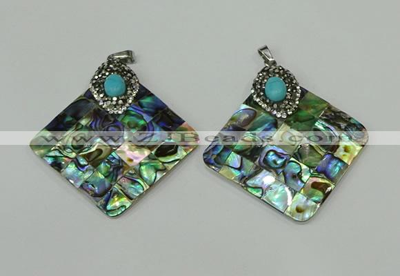 CGP306 35*35mm diamond abalone shell pendants wholesale