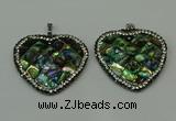 CGP310 40*40mm heart abalone shell pendants wholesale