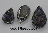 CGP3100 25*40mm - 30*65mm freeform plated druzy amethyst pendants