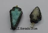 CGP3106 20*40mm - 25*45mm arrowhead druzy agate pendants