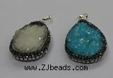 CGP3108 25*45mm flat teardrop druzy agate pendants wholesale