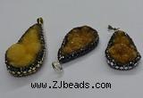 CGP3116 25*45mm - 30*50mm flat teardrop druzy agate pendants