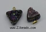 CGP3140 25*30mm - 30*35mm triangle plated druzy amethyst pendants