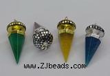 CGP3157 22*50mm faceted cone agate gemstone pendants wholesale