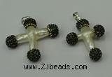 CGP316 25*35mm - 30*35mm cross pearl pendants wholesale