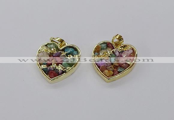 CGP3252 25*25mm heart druzy agate pendants wholesale