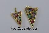 CGP3262 25*40mm - 30*50mm triangle druzy agate pendants wholesale