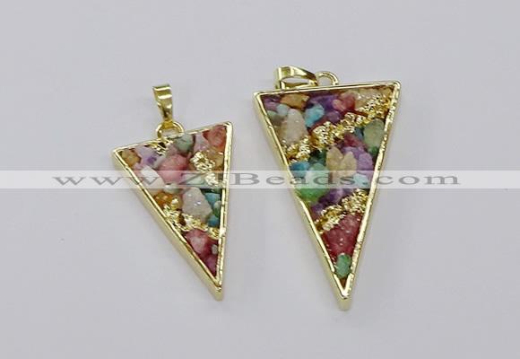 CGP3262 25*40mm - 30*50mm triangle druzy agate pendants wholesale