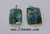 CGP3280 30*50mm - 35*55mm faceted rectangle ocean agate pendants