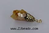 CGP3296 20*40mm - 25*45mm faceted freeform druzy citrine pendants