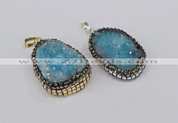 CGP3373 25*35mm - 30*40mm freeform druzy quartz pendants