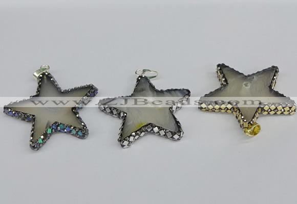 CGP3379 45*45mm star druzy agate pendants wholesale
