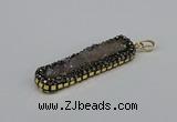 CGP3381 10*35mm - 15*50mm rectangle plated druzy amethyst pendants