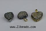 CGP3390 20*20mm - 25*25mm heart plated druzy agate pendants