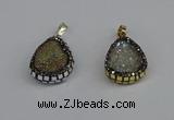 CGP3391 18*25mm flat teardrop plated druzy agate pendants