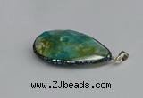 CGP3402 30*40mm - 30*45mm faceted flat teardrop agate pendants