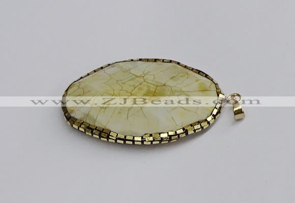 CGP3406 35*50mm faceted oval agate pendants wholesale