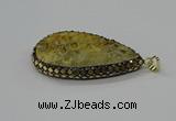 CGP3417 30*50mm - 35*55mm flat teardrop fossil coral pendants