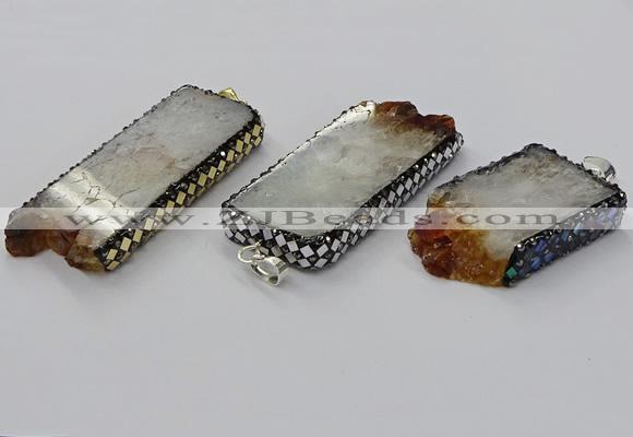 CGP3433 30*45mm - 28*60mm freeform druzy citrine pendants