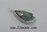 CGP3474 30*40mm - 35*50mm faceted flat teardrop ocean agate pendants